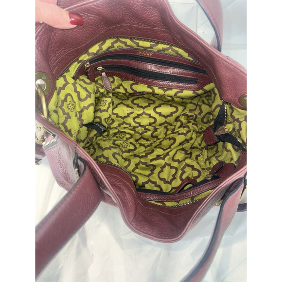 OrYANY Pebble Leather Lian Satchel Purse Handbag Convertible Strap Merlot - Picture 8 of 14